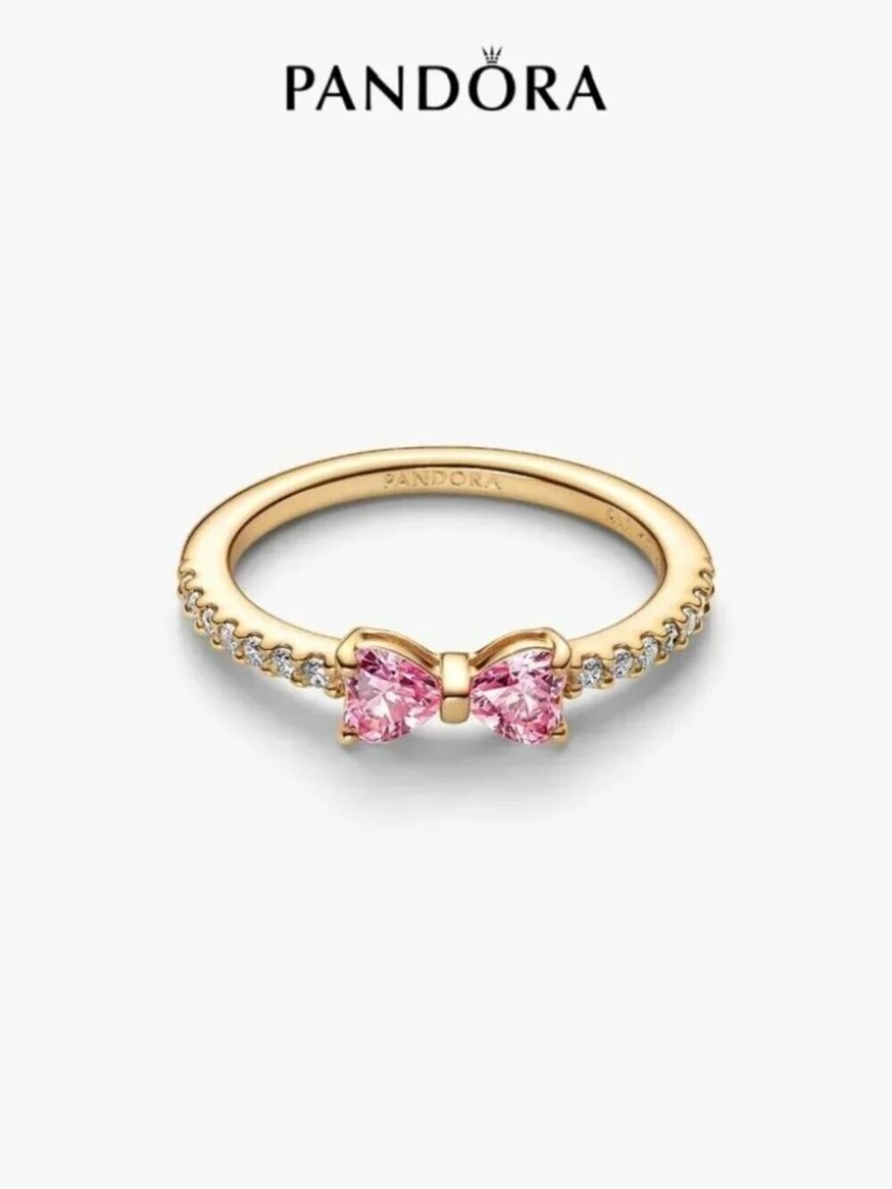 Pandora Sparkling Pink Bow Ring - Picture 2 of 4